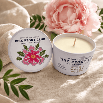Pink Peony Club Travel Candle - Blue Heron Soap Co